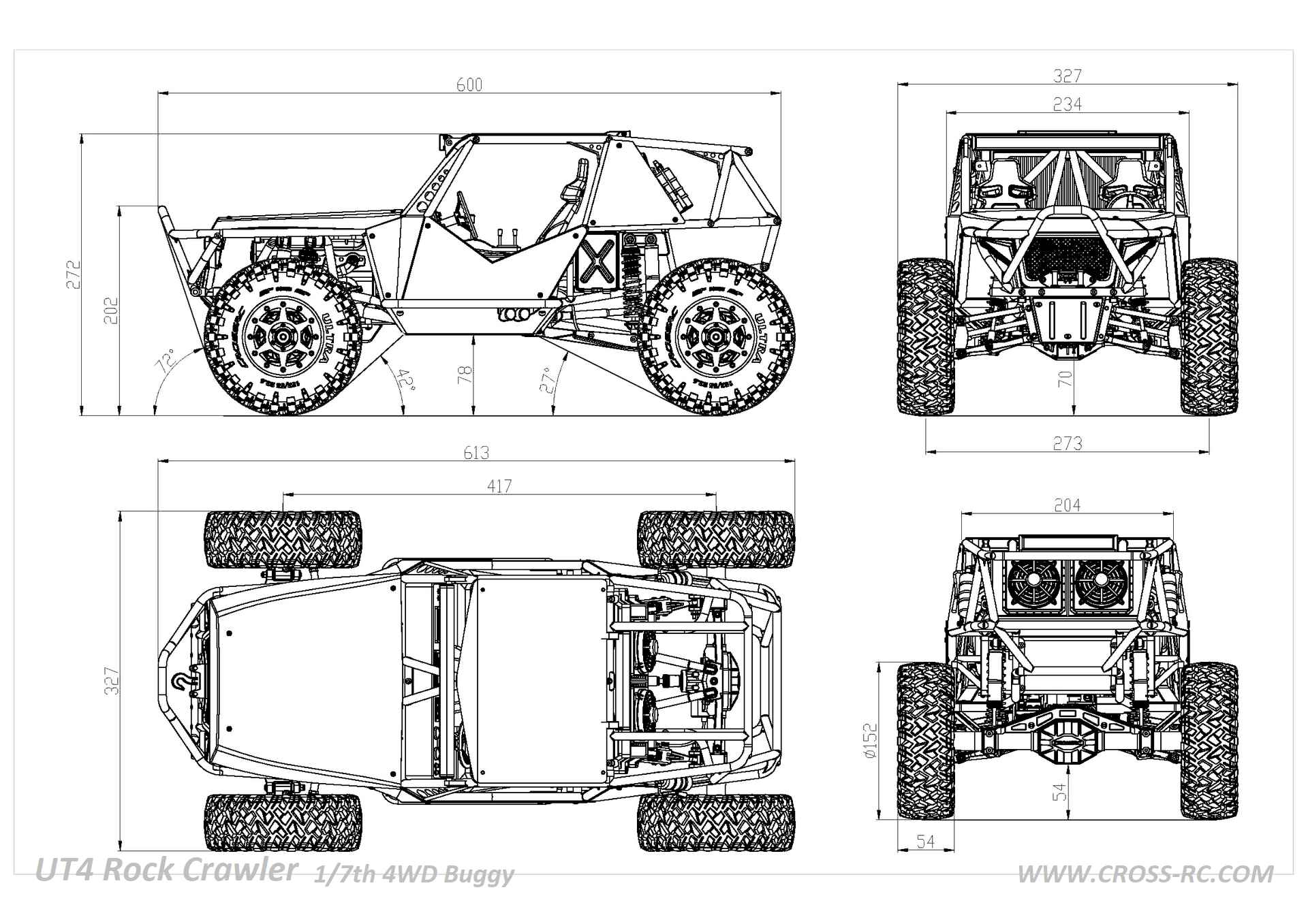 DISC. Rock Crawler 4wd buggy kit UT4 1 7 Beez2B
